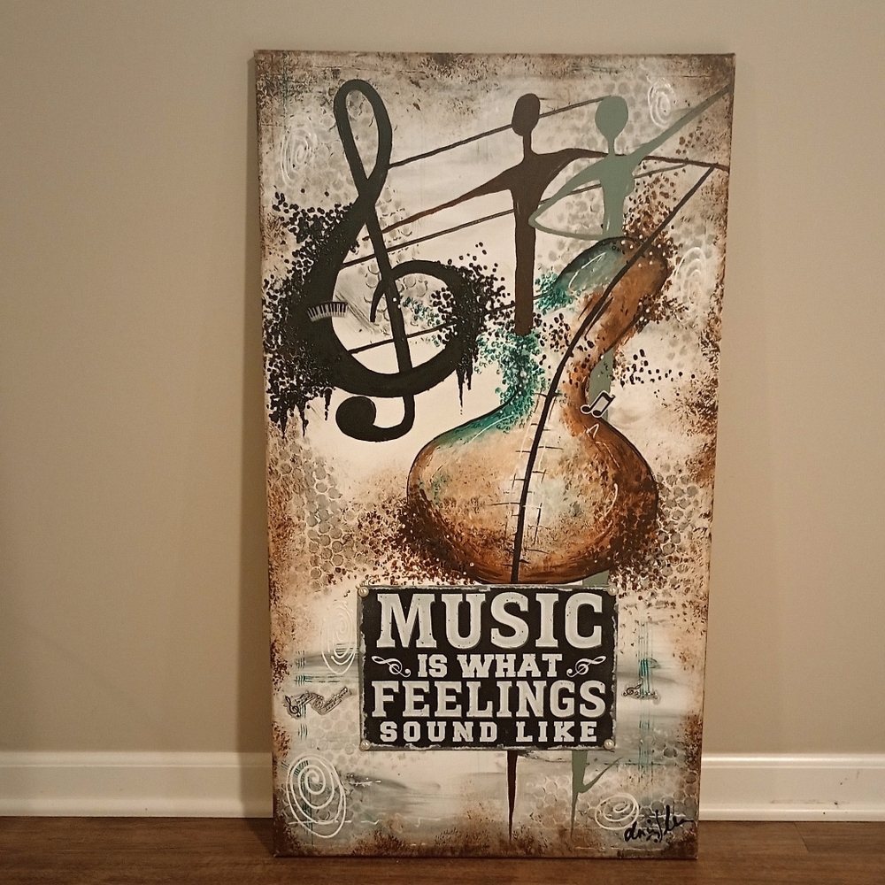 Original Abstract Expressionism Musical Silhouette Image Lovers Painting